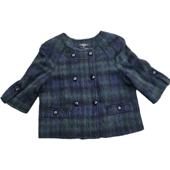 Talbots Wool Mohair Alpaca Womens Sz 18 Cropped Jacket Blazer 3/4 Sleeve - Picture 1 of 10